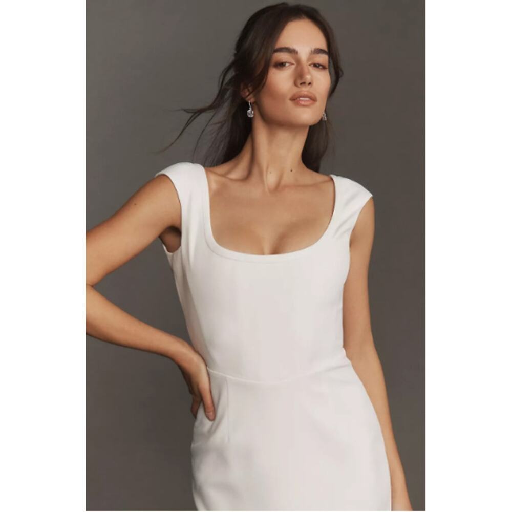 SAU LEE Ivory Brooke Cap Sleeve Crepe Corset Mermaid Maxi Gown Dress 12 NWT+I - Picture 5 of 12